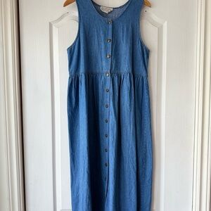 Vintage Blue Denim Button-Down Dress
